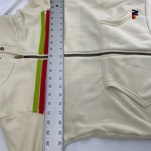 Aviator Nation Cream Zip Hoodie with Rainbow Stripes - Picture 14 of 14